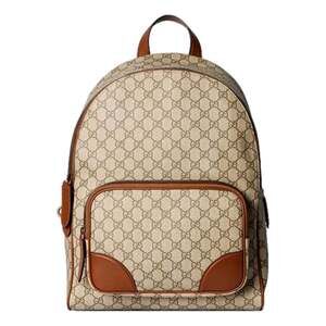 Gucci GG Supreme Canvas Leather Trim Brown Medium